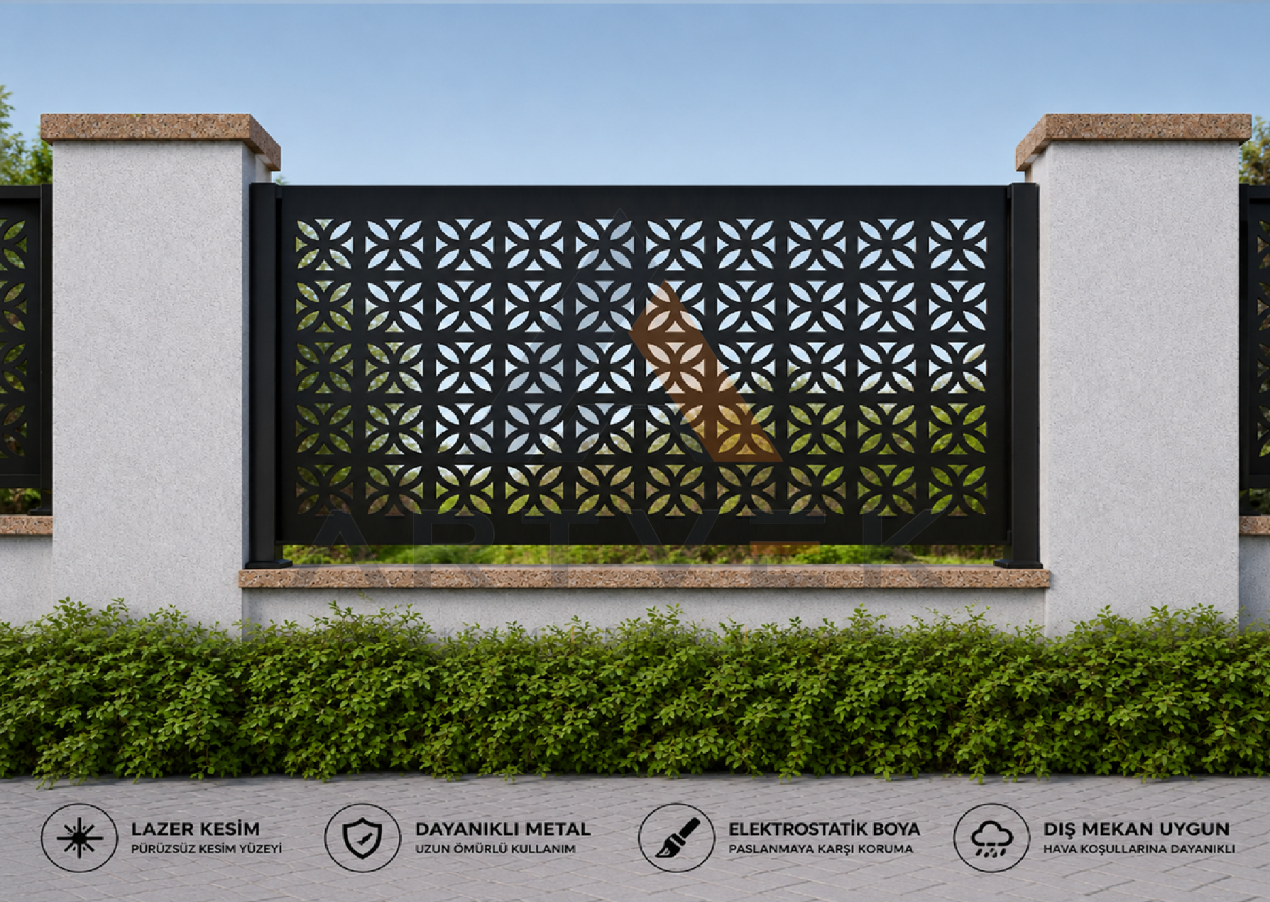 Dekoratif Lazer Kesim Bahçe ve Duvar Paneli – Modern Metal Çit Paneli  Model 1