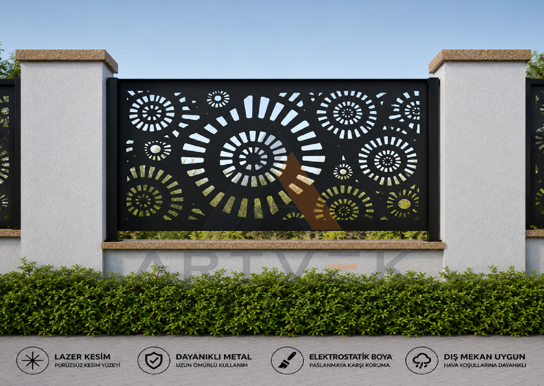 Dekoratif Lazer Kesim Bahçe ve Duvar Paneli – Modern Metal Çit Paneli  Model 2