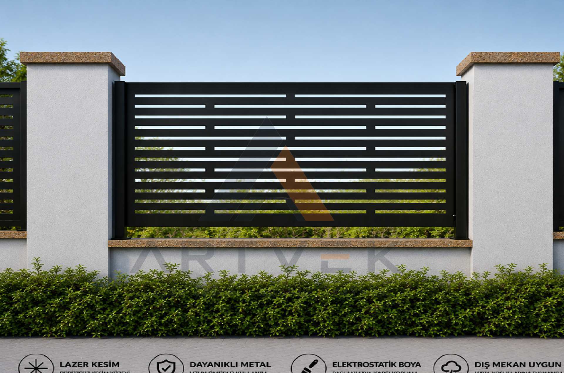 Dekoratif Lazer Kesim Bahçe ve Duvar Paneli – Modern Metal Çit Paneli Model 3
