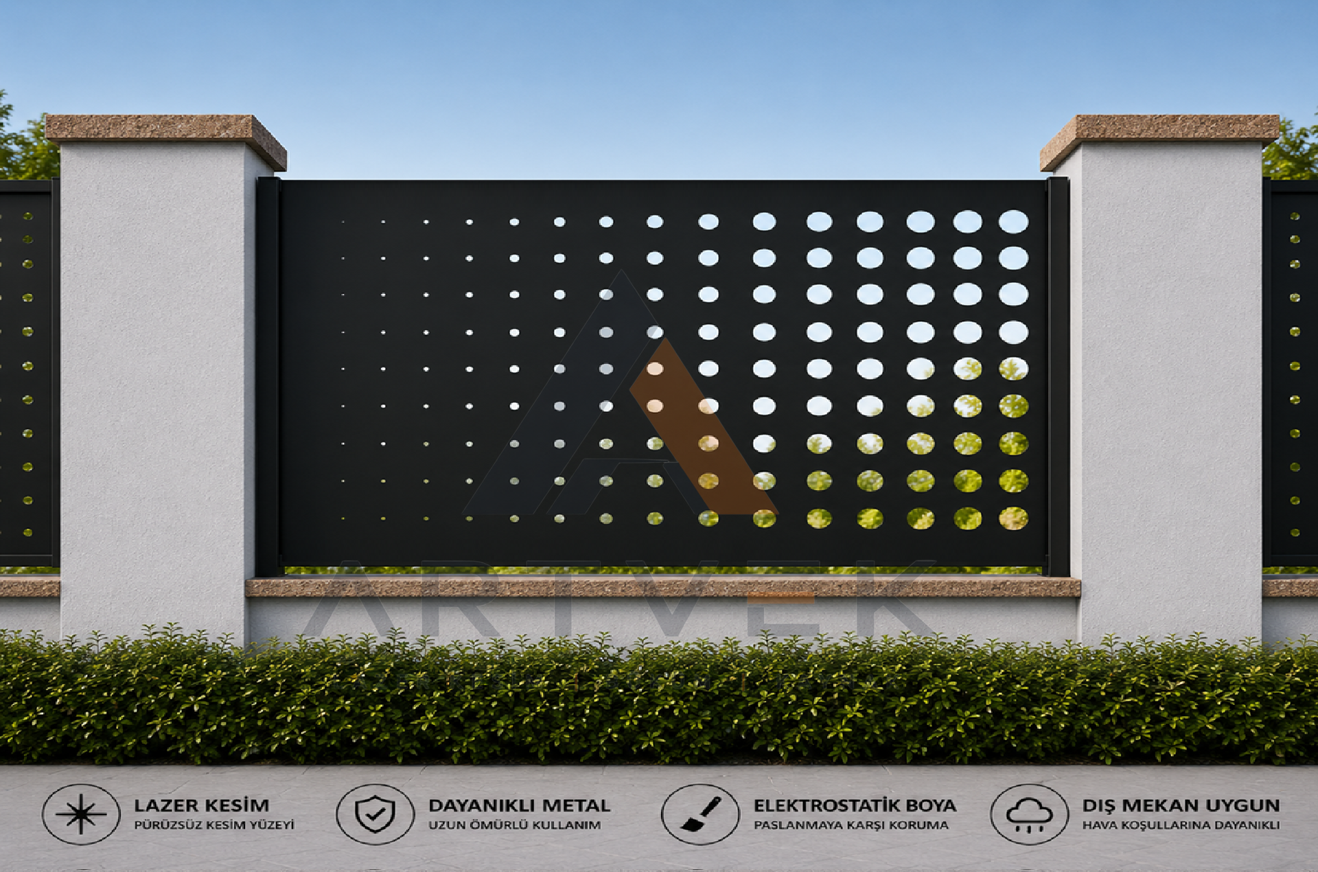Dekoratif Lazer Kesim Bahçe ve Duvar Paneli – Modern Metal Çit Paneli Model 5
