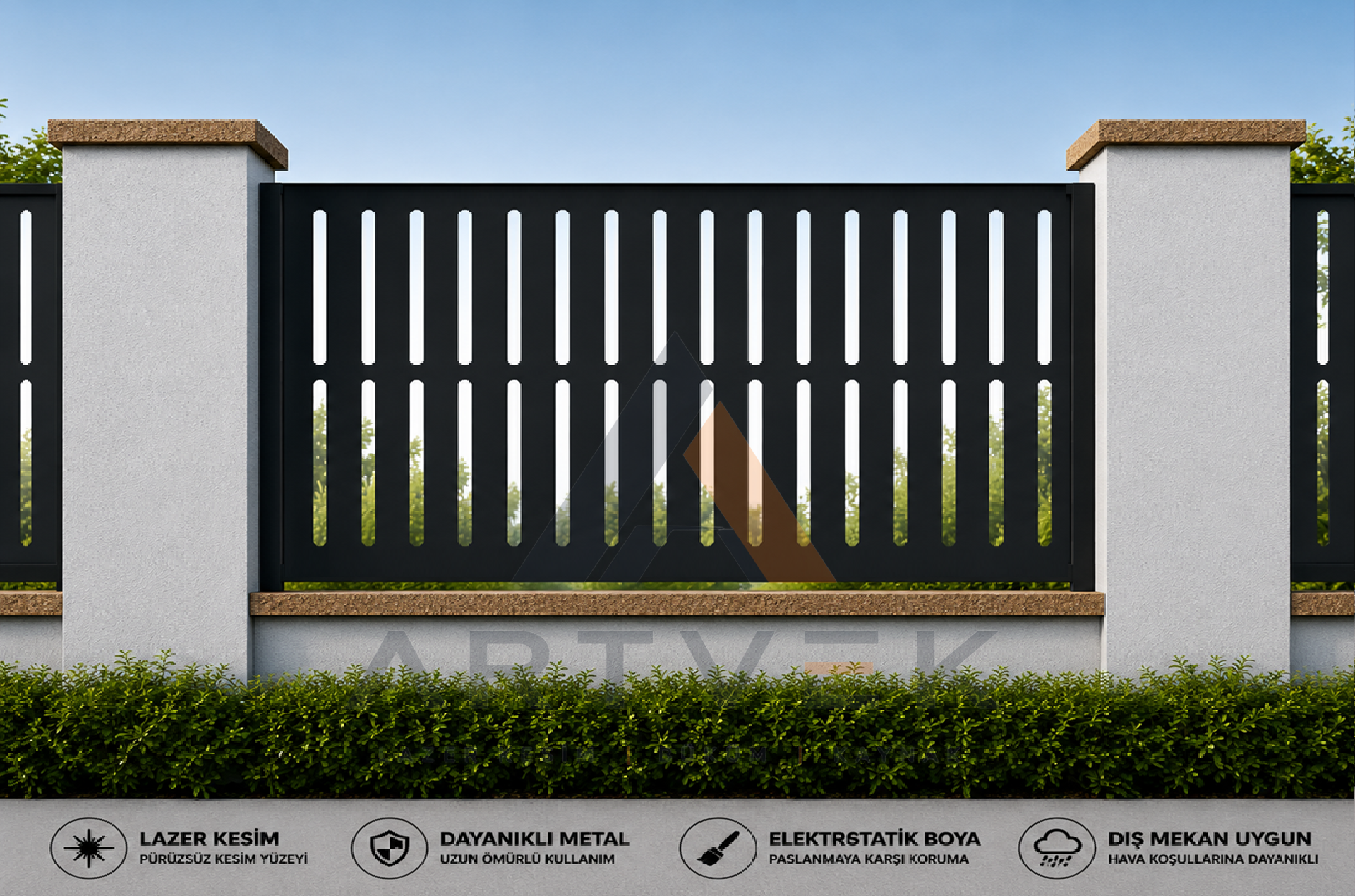 Dekoratif Lazer Kesim Bahçe ve Duvar Paneli – Modern Metal Çit Paneli Model 7