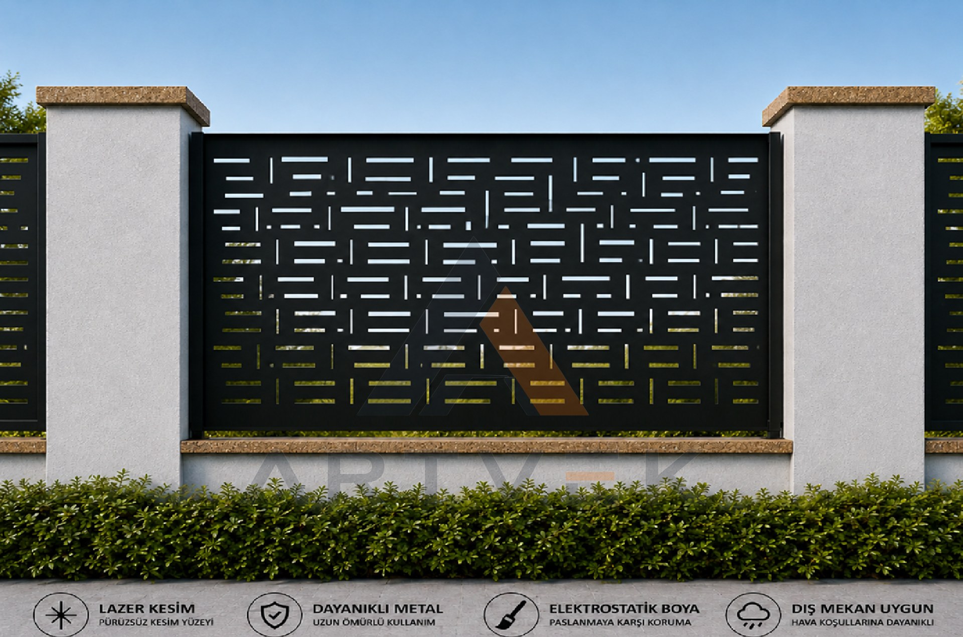 Dekoratif Lazer Kesim Bahçe ve Duvar Paneli – Modern Metal Çit Paneli Model 10