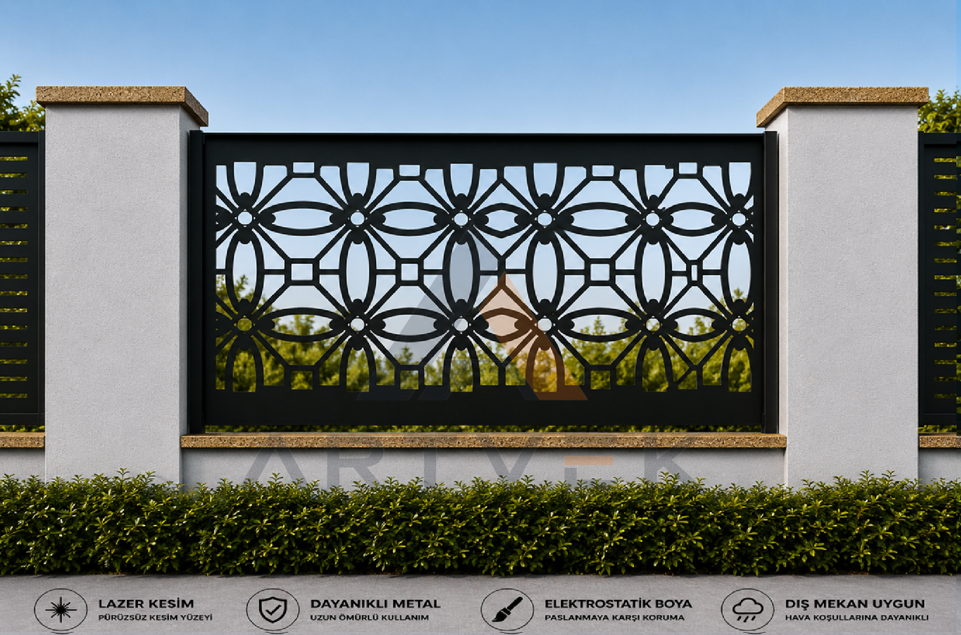 Dekoratif Lazer Kesim Bahçe ve Duvar Paneli – Modern Metal Çit Paneli Model 13