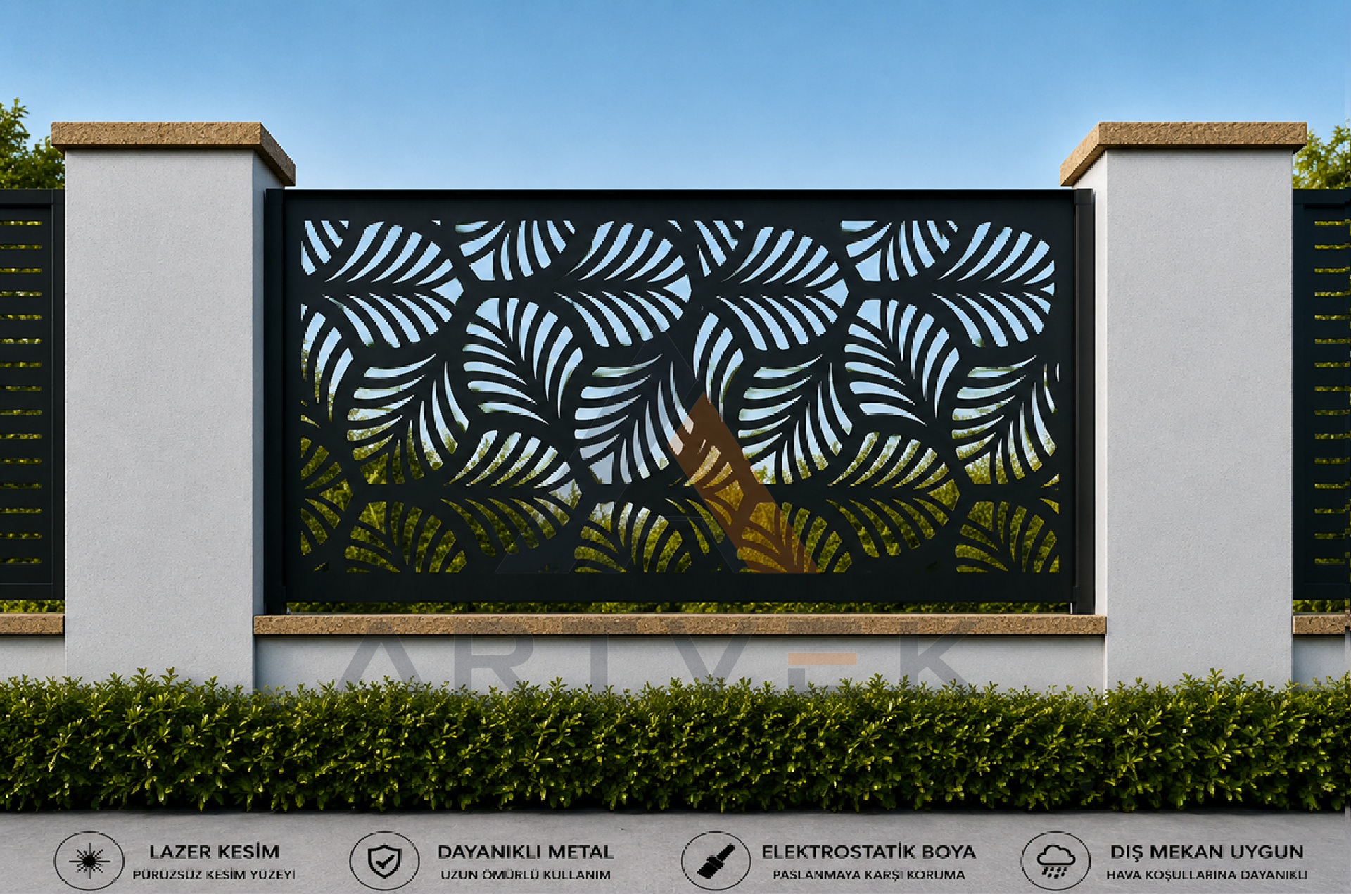 Dekoratif Lazer Kesim Bahçe ve Duvar Paneli – Modern Metal Çit Paneli Model 15