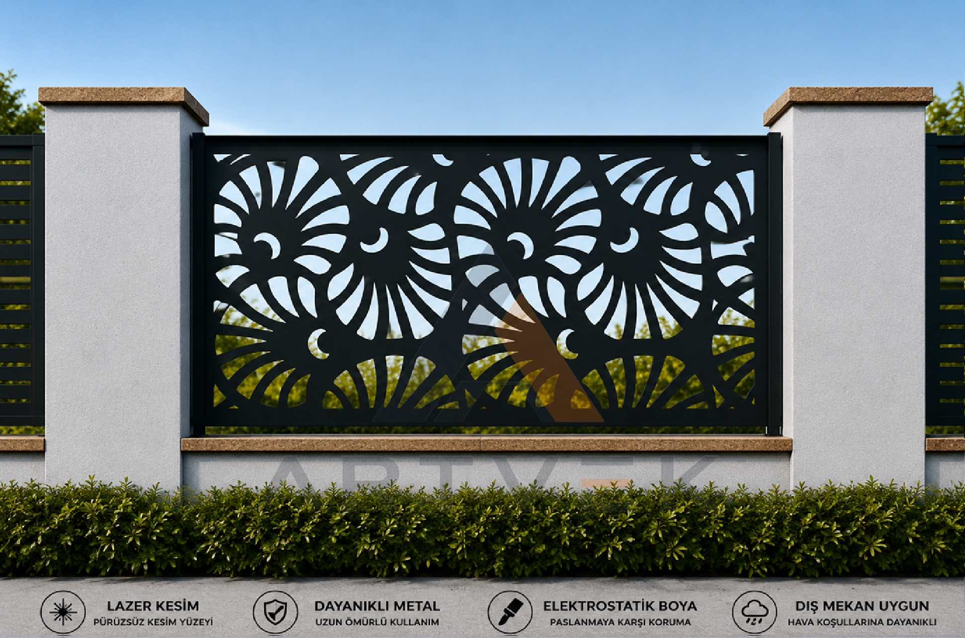Dekoratif Lazer Kesim Bahçe ve Duvar Paneli – Modern Metal Çit Paneli Model 16