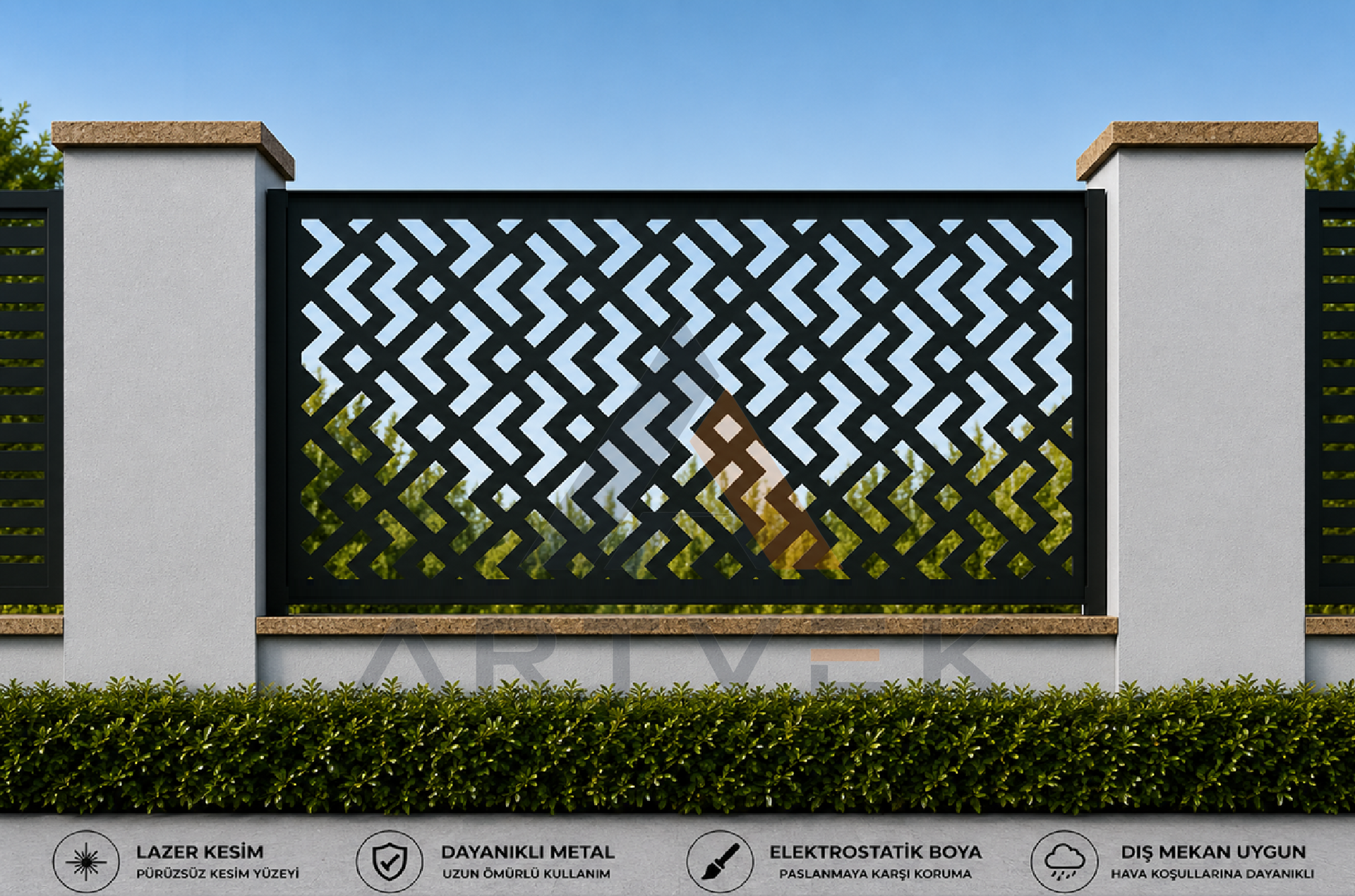Dekoratif Lazer Kesim Bahçe ve Duvar Paneli – Modern Metal Çit Paneli Model 18