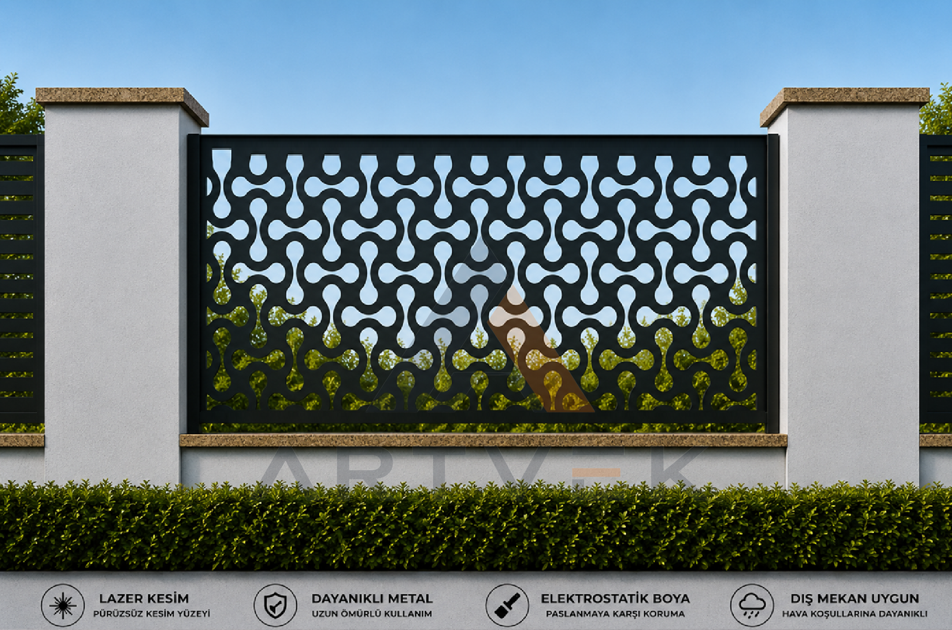 Dekoratif Lazer Kesim Bahçe ve Duvar Paneli – Modern Metal Çit Paneli Model 19