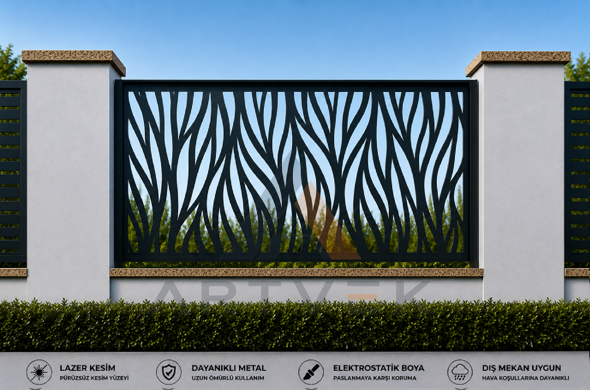 Dekoratif Lazer Kesim Bahçe ve Duvar Paneli – Modern Metal Çit Paneli Model 22