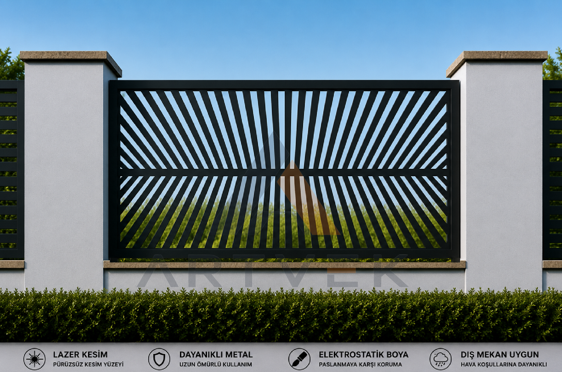 Dekoratif Lazer Kesim Bahçe ve Duvar Paneli – Modern Metal Çit Paneli Model 24