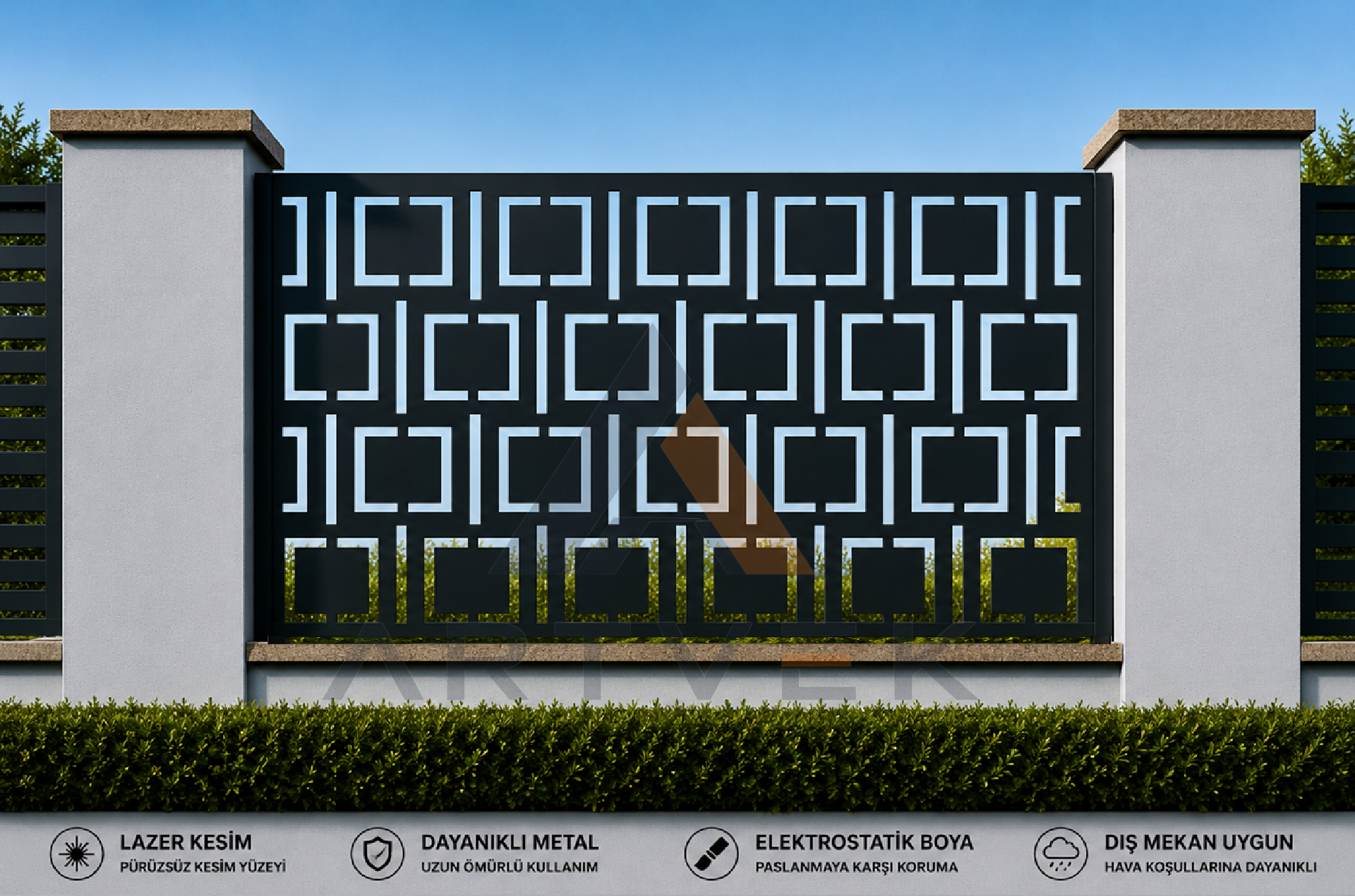 Dekoratif Lazer Kesim Bahçe ve Duvar Paneli – Modern Metal Çit Paneli Model 27