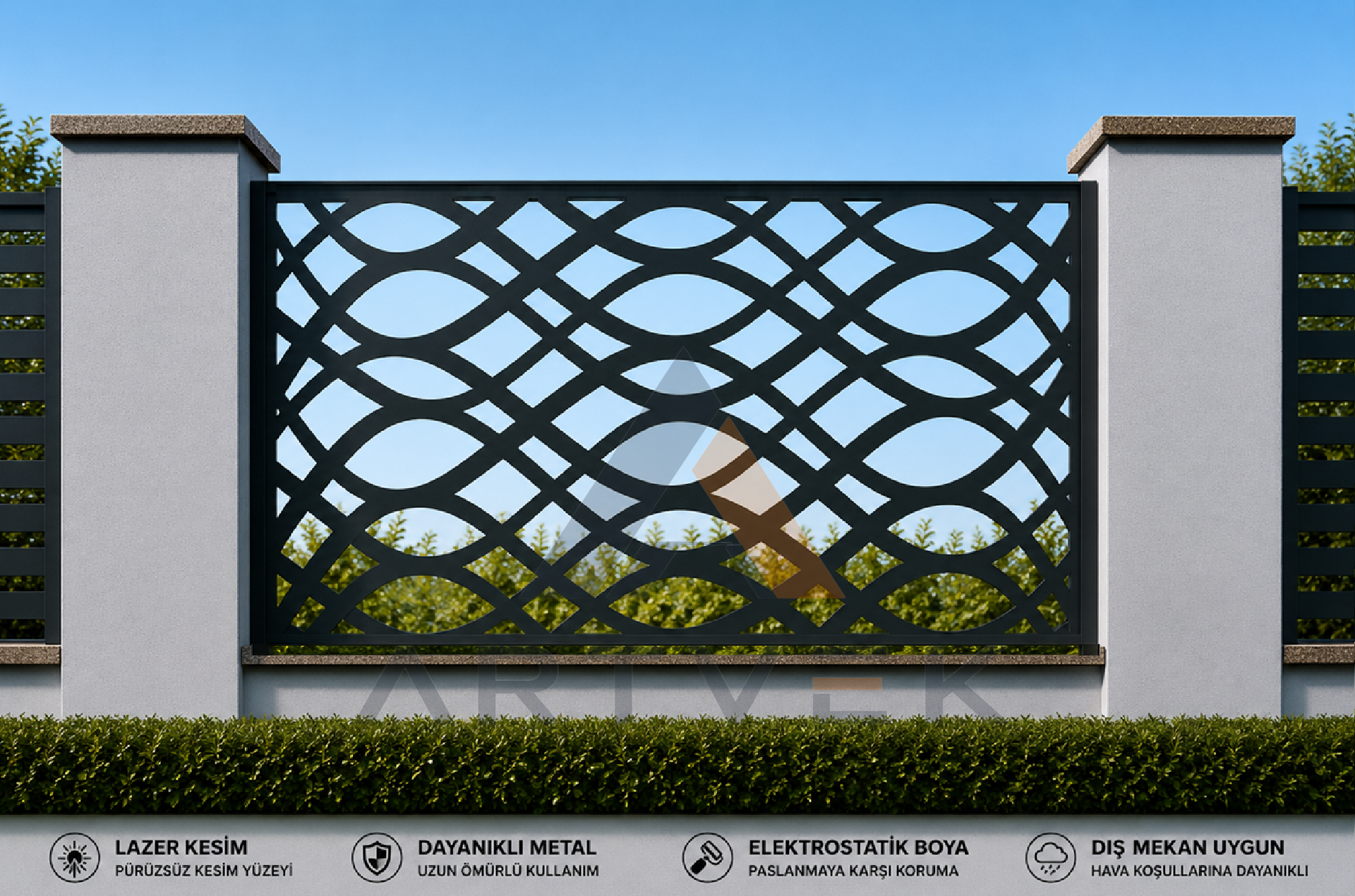 Dekoratif Lazer Kesim Bahçe ve Duvar Paneli – Modern Metal Çit Paneli Model 32