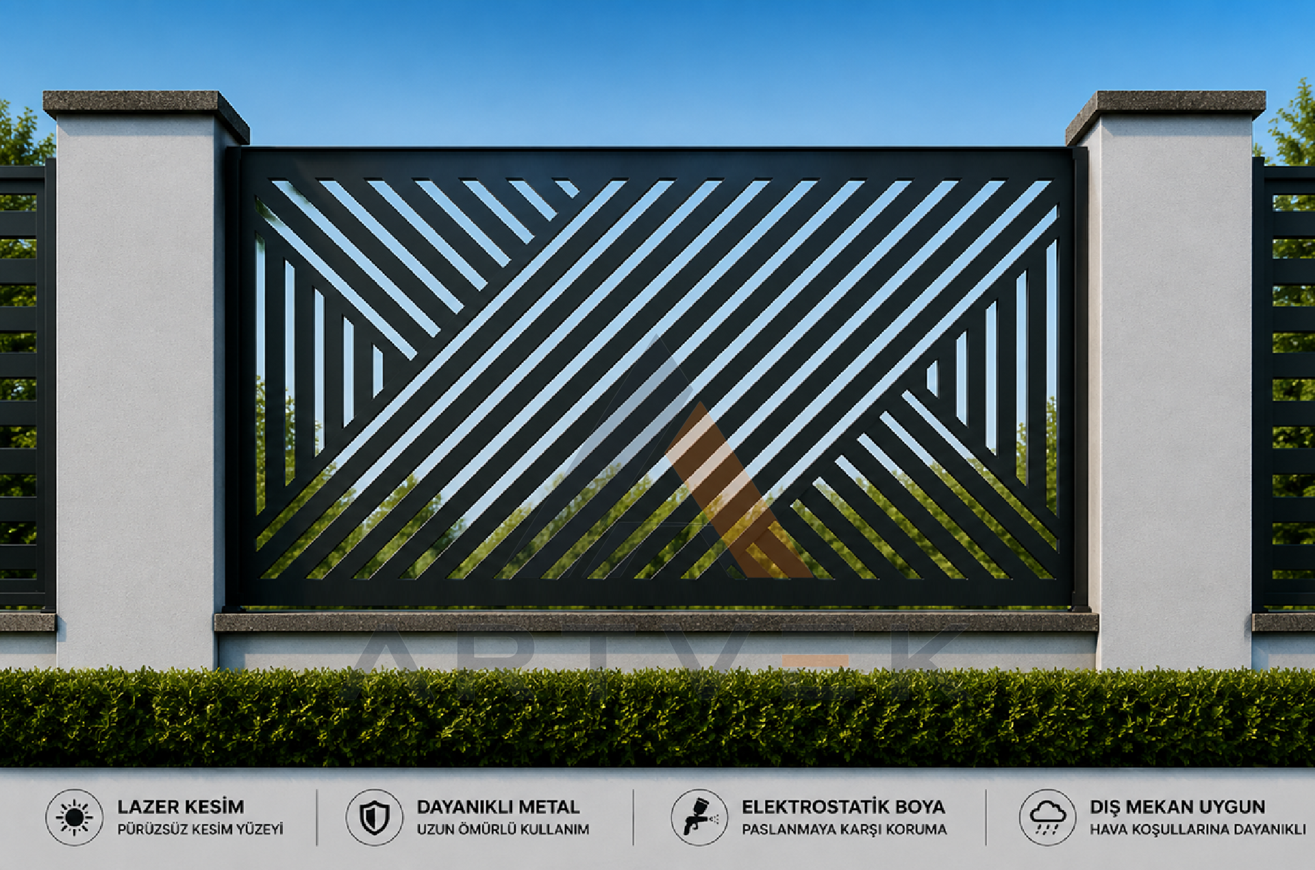 Dekoratif Lazer Kesim Bahçe ve Duvar Paneli – Modern Metal Çit Paneli Model 37