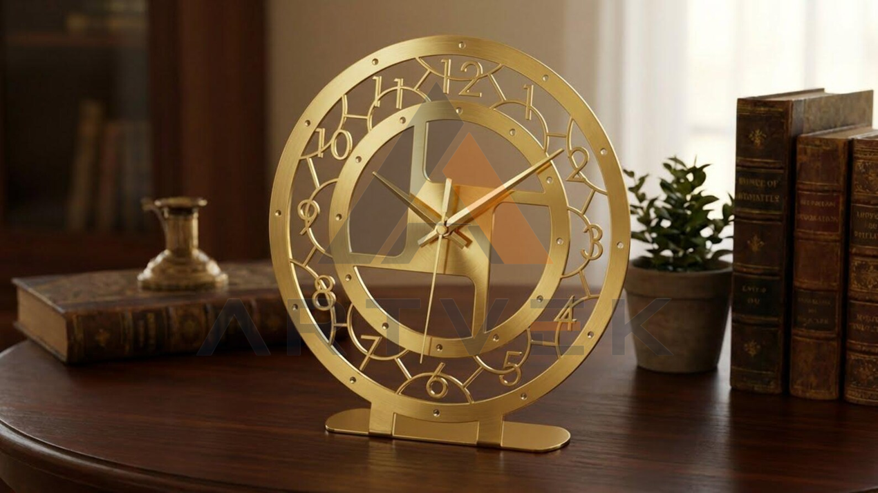 Geometrik Masa Saati – Modern Metal Dekoratif Masaüstü Saat 22,5 x 24 cm stil 2
