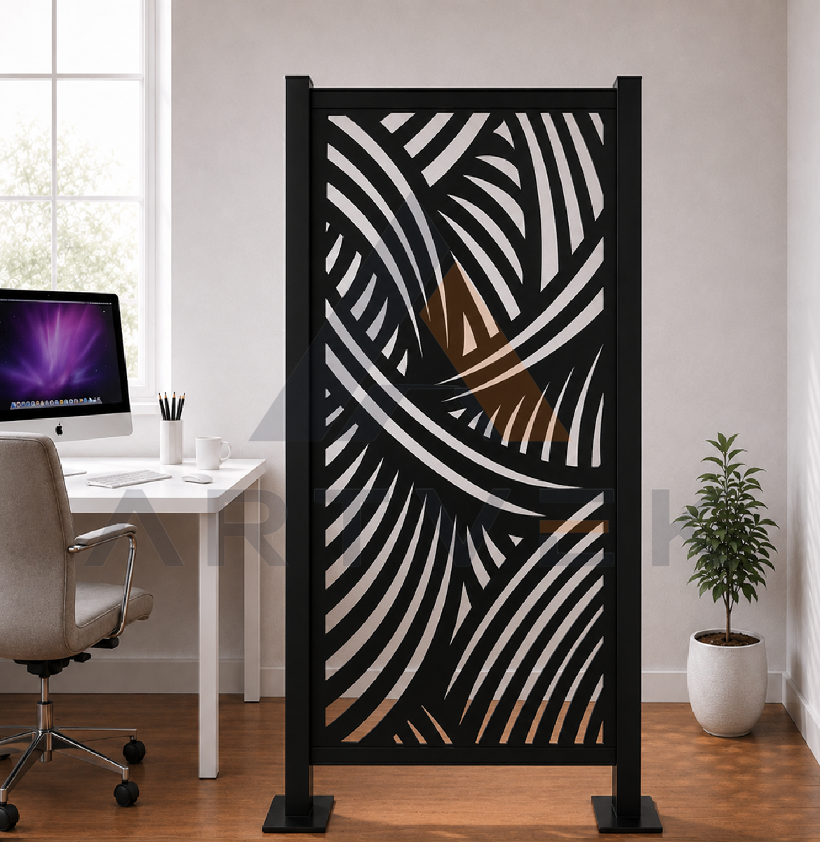 70x100 cm Metal Lazer Kesim Paravan Seperatör. İç Mekan Dış Mekan Uyumlu Stil 10