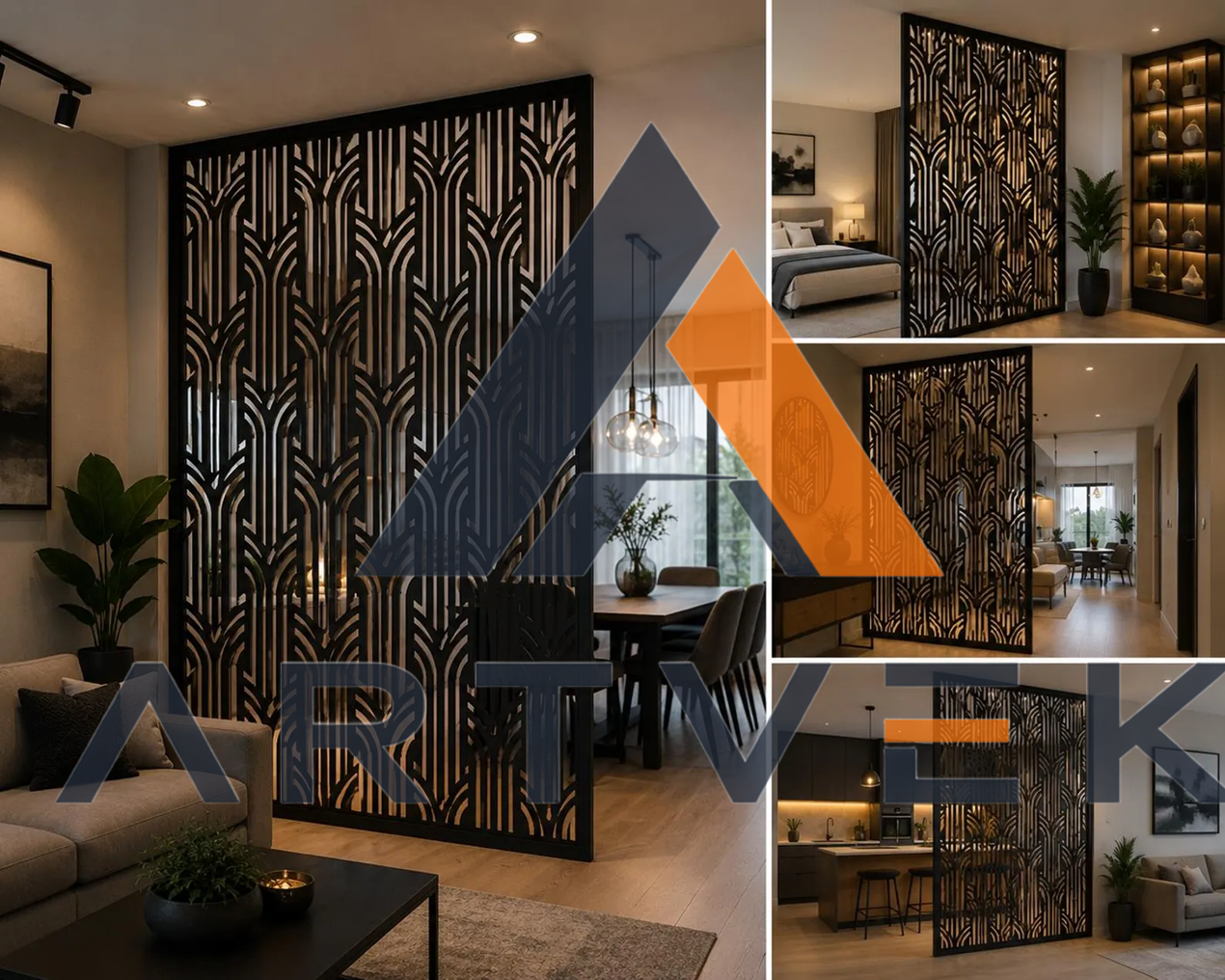 Özel Ölçü Lazer Kesim Metal Seperatör/Paravan Stil 2